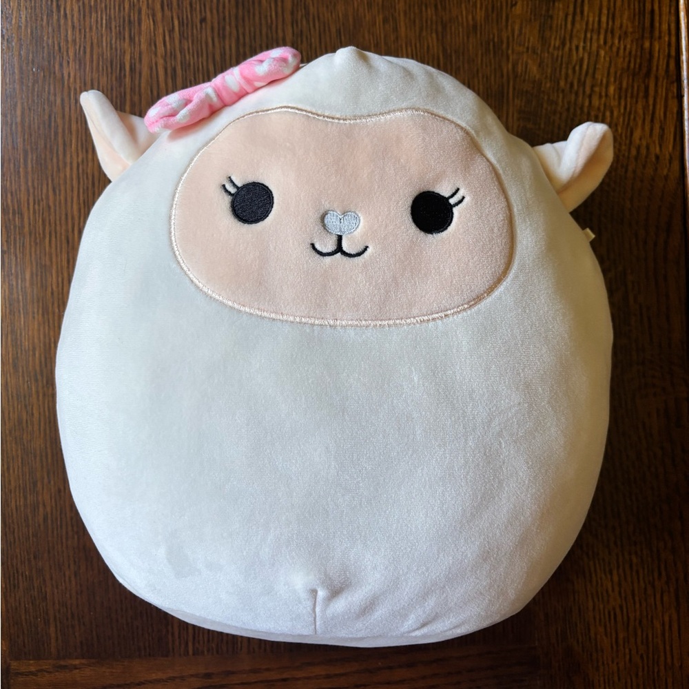 Squishmallows Lily the Lamb with pink bow 12”